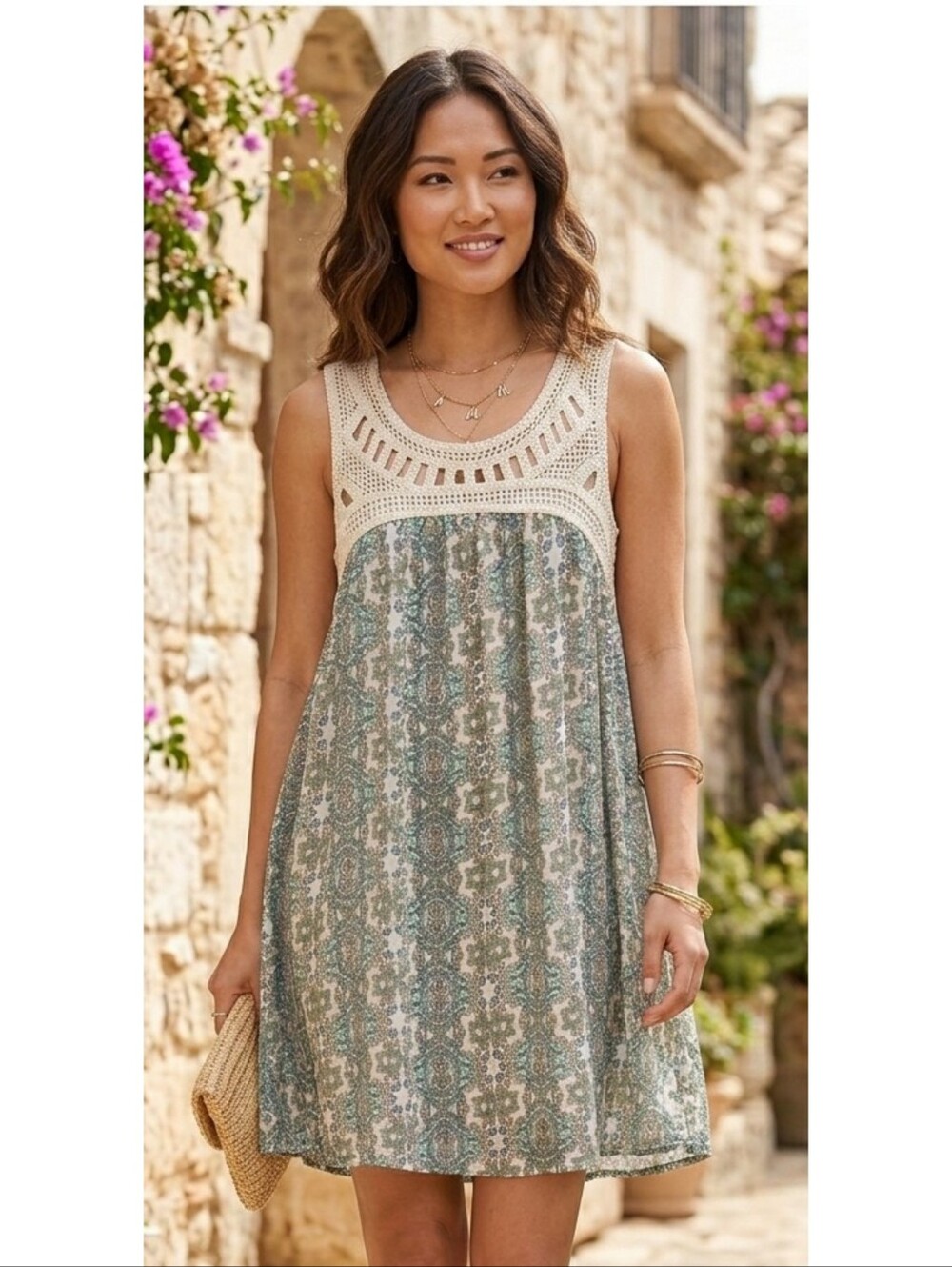 Jamie & Layla Crochet Boho Dress Multicolor Size XL